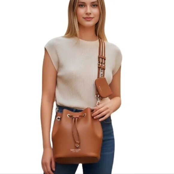 NWT ✅ Kate Spade ROSIE Small Leather Bucket Bag KC740 ~ WARM GINGERBREAD ✨ NWT - Picture 6 of 15